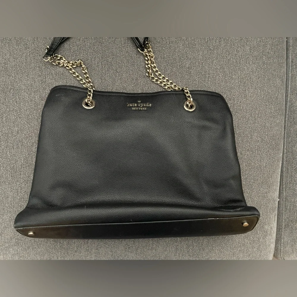 Kate Spade Black Shoulder Bag with Gold Chain - Picture 1 of 10